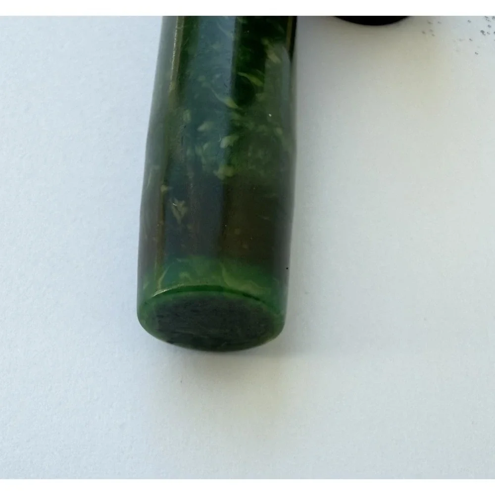 1920 Sheaffer Flat Top Full Sz 14k Nib Fountain Pen Jade Green Marbled White Dot
